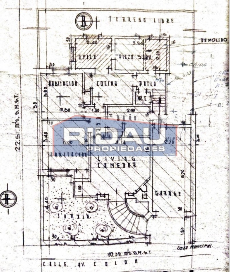 casa a demoler sobre lote de 10,40 x 22,50